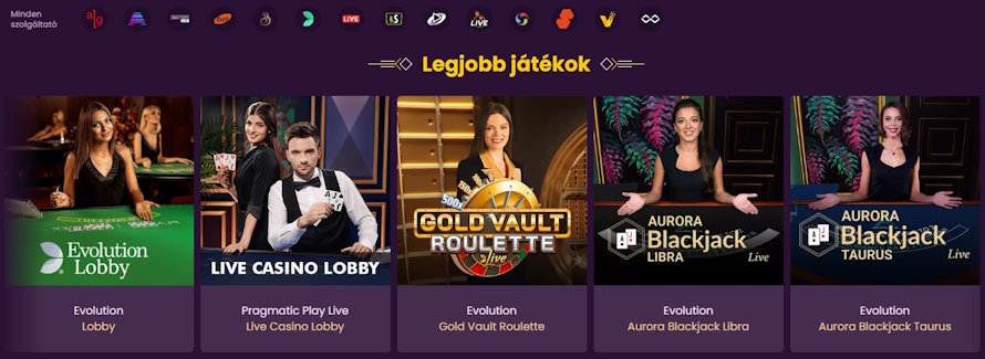 Bizzo Casino élő játékok