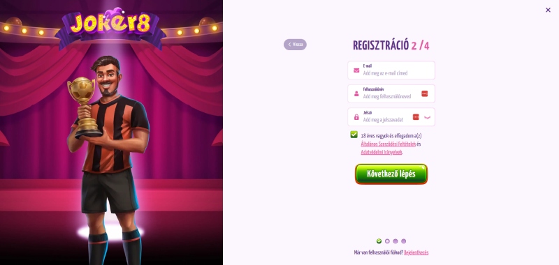 Joker8 regisztráció