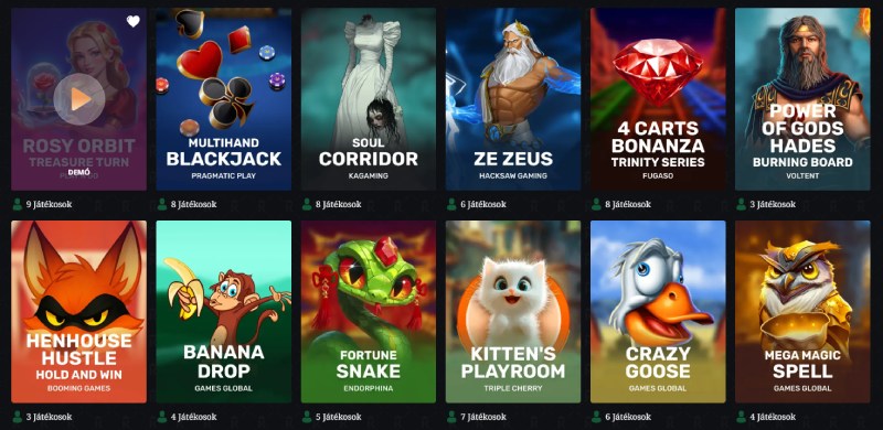 RoyalXO Casino játékok