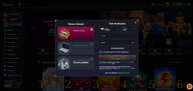 RoyalXO Casino regisztráció