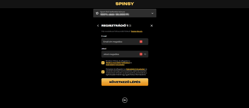 Spinsy regisztráció