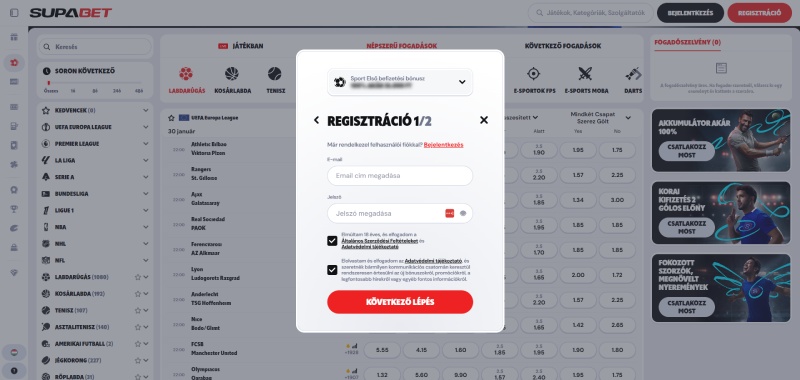 Supabet regisztráció