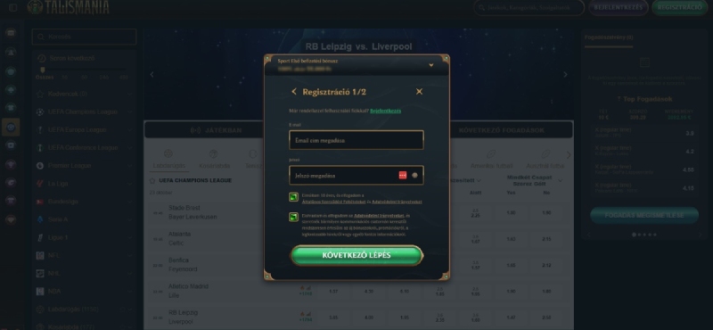 Talismania regisztráció
